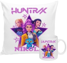 ZESTAW KUBEK I PODUSZKA HUNTRIX K-POP + IMIĘ PREZENT URODZINY