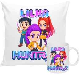 ZESTAW KUBEK I PODUSZKA HUNTRIX K-POP + IMIĘ PREZENT URODZINY