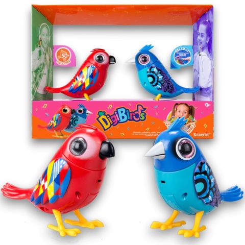 DIGIBIRDS Zestaw podwójny Interaktywny ptak ARA + STRZYŻYK Śpiewa Ćwierka 50+ melodii