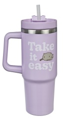 BIDON TERMICZNY PUSHEEN 880 ml kubek metalowy ze słomką szkolny
