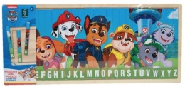 DREWNIANE PUZZLE ABC PSI PATROL UKŁADANKA DREWNIANA ALFABET 26 elementów