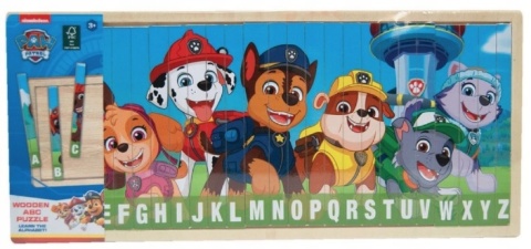 DREWNIANE PUZZLE ABC PSI PATROL UKŁADANKA DREWNIANA ALFABET 26 elementów