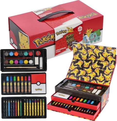 Zestaw plastyczny POKEMON PIKACHU do kolorowania Pudełko z szufladami 52el.