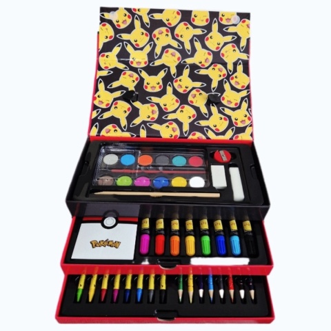 Zestaw plastyczny POKEMON PIKACHU do kolorowania Pudełko z szufladami 52el.
