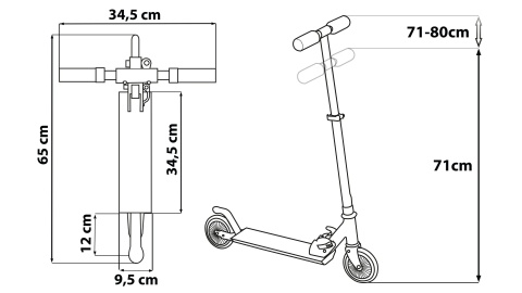 Hulajnoga dwukołowa STITCH składana 120mm regulowana dla dzieci