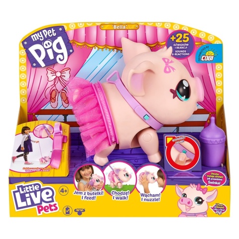 INTERAKTYWNA ŚWINKA BELLA Little Live Pets baletnica na smyczy