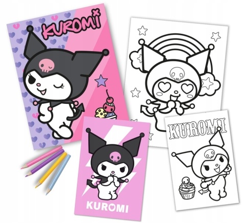 KOLOROWANKI KUROMI + KREDKI zestaw do kolorowania