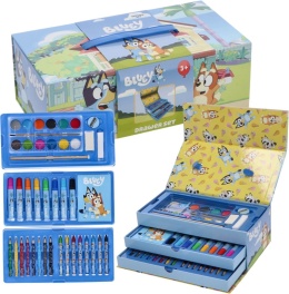 Zestaw plastyczny BLUEY do kolorowania Pudełko z szufladami 52el.