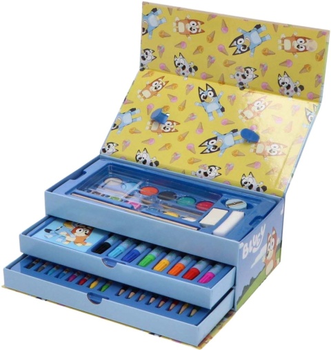 Zestaw plastyczny BLUEY do kolorowania Pudełko z szufladami 52el.