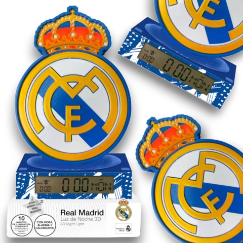 LAMPKA 3D REAL MADRID z budzikiem zegarem LED BUDZIK dziecięca