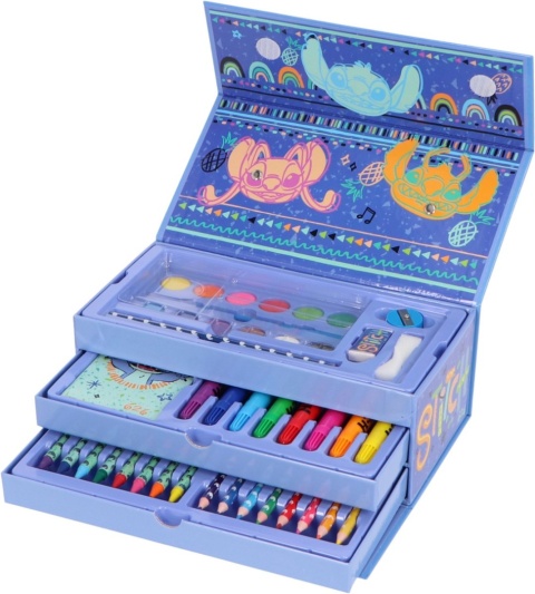 Zestaw plastyczny STITCH do kolorowania Pudełko z szufladami 52el.