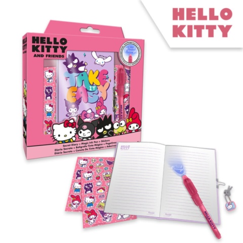 PAMIĘTNIK HELLO KITTY na kluczyk magiczny długopis zestaw