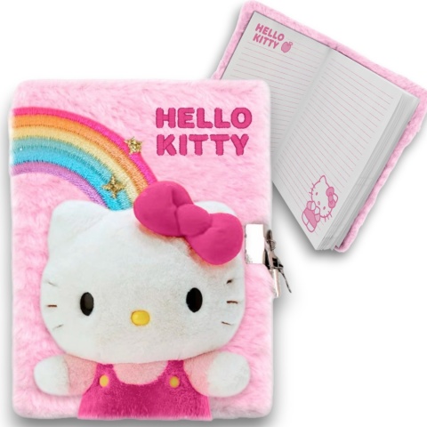 PAMIĘTNIK PLUSZOWY HELLO KITTY 3D A5 kłódka sekretny notes