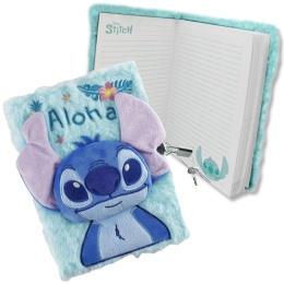PAMIĘTNIK PLUSZOWY STITCH 3D A5 kłódka sekretny notes