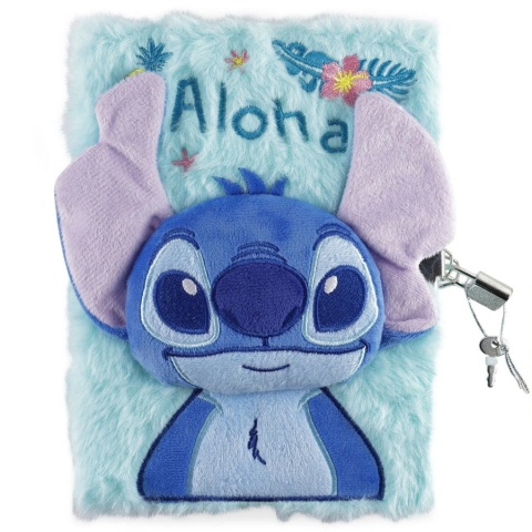 PAMIĘTNIK PLUSZOWY STITCH 3D A5 kłódka sekretny notes