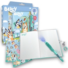 PAMIĘTNIK SEKRETNY BLUEY z długopisem magicznym notes naklejki