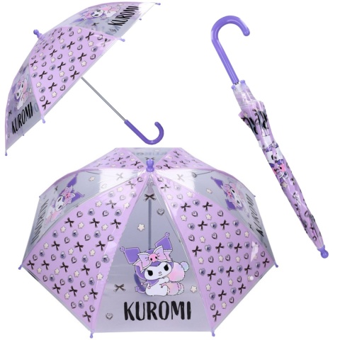PARASOL DZIECIĘCY KUROMI SANRIO transparentny 70 cm półprzezroczysty