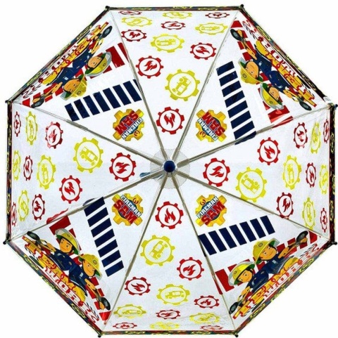 PARASOL DZIECIĘCY STRAŻAK SAM transparentny 70 cm półprzezroczysty