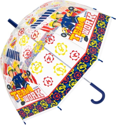 PARASOL DZIECIĘCY STRAŻAK SAM transparentny 70 cm półprzezroczysty