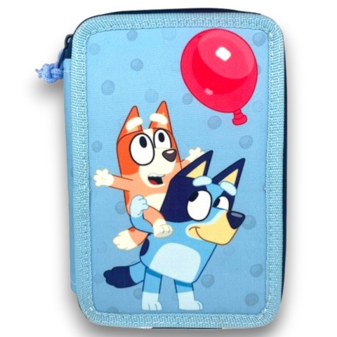 PIÓRNIK PODWÓJNY BLUEY z wyposażeniem szkolny dla dzieci