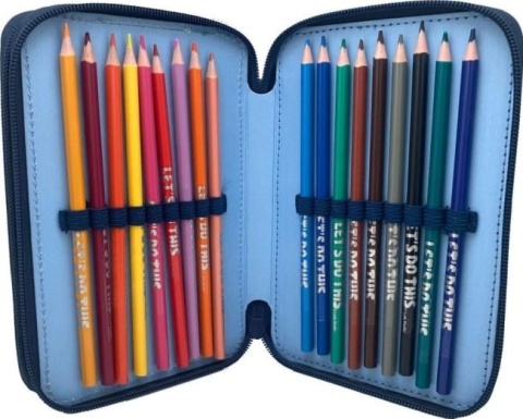 PIÓRNIK PODWÓJNY BLUEY z wyposażeniem szkolny dla dzieci