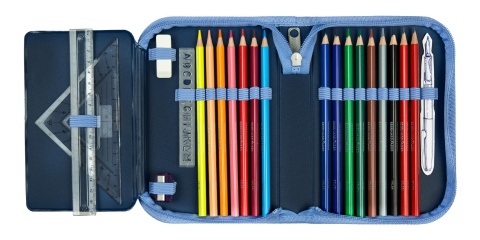 PIÓRNIK SZKOLNY FROZEN KRAINA LODU z wyposażeniem kredki szkolny