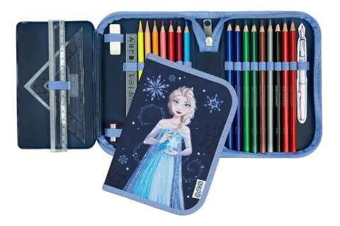 PIÓRNIK SZKOLNY FROZEN KRAINA LODU z wyposażeniem kredki szkolny