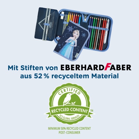 PIÓRNIK SZKOLNY FROZEN KRAINA LODU z wyposażeniem kredki szkolny