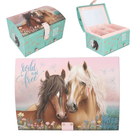 SZKATUŁKA NA BIŻUTERIĘ MISS MELODY z kodem grająca konie