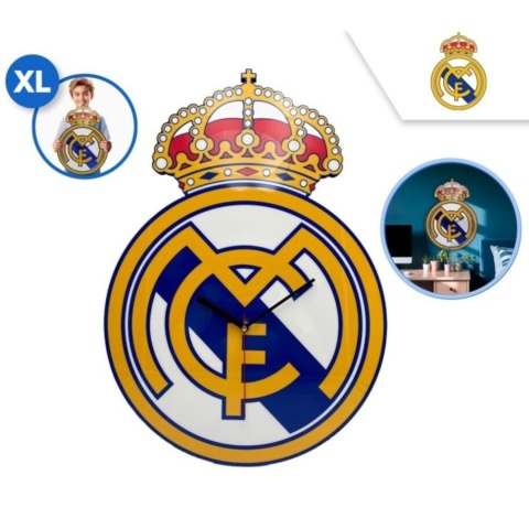 ZEGAR ŚCIENNY REAL MADRID XL MDF 58 cm dziecięcy dekor klubowy piłka
