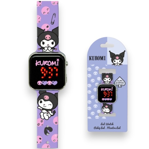 ZEGAREK LED KUROMI HELLO KITTY dziecięcy cyfrowy dla dziewczynki