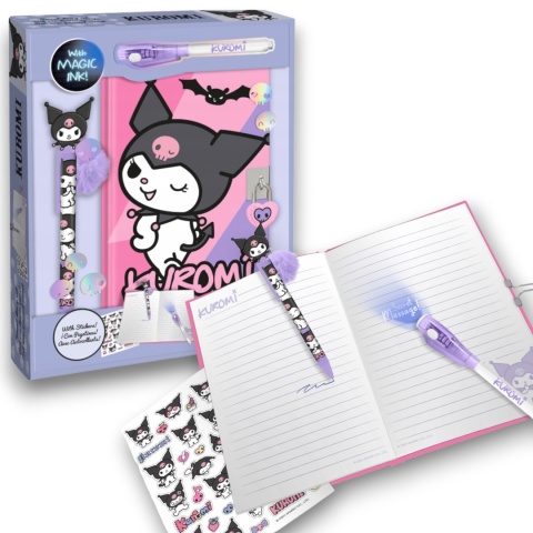 ZESTAW PAMIĘTNIK KUROMI 3w1 sekretny długopis naklejki dla dzieci