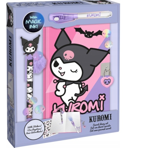 ZESTAW PAMIĘTNIK KUROMI 3w1 sekretny długopis naklejki dla dzieci
