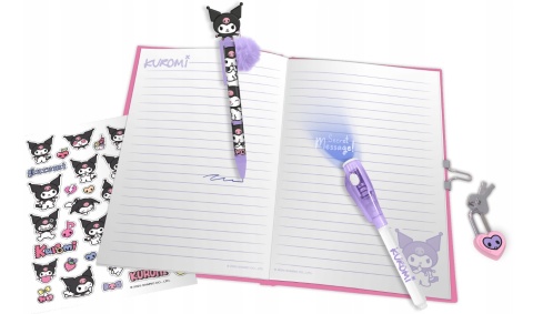 ZESTAW PAMIĘTNIK KUROMI 3w1 sekretny długopis naklejki dla dzieci
