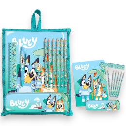 ZESTAW PIŚMIENNICZY BLUEY 12 el szkolny piórnik notatnik