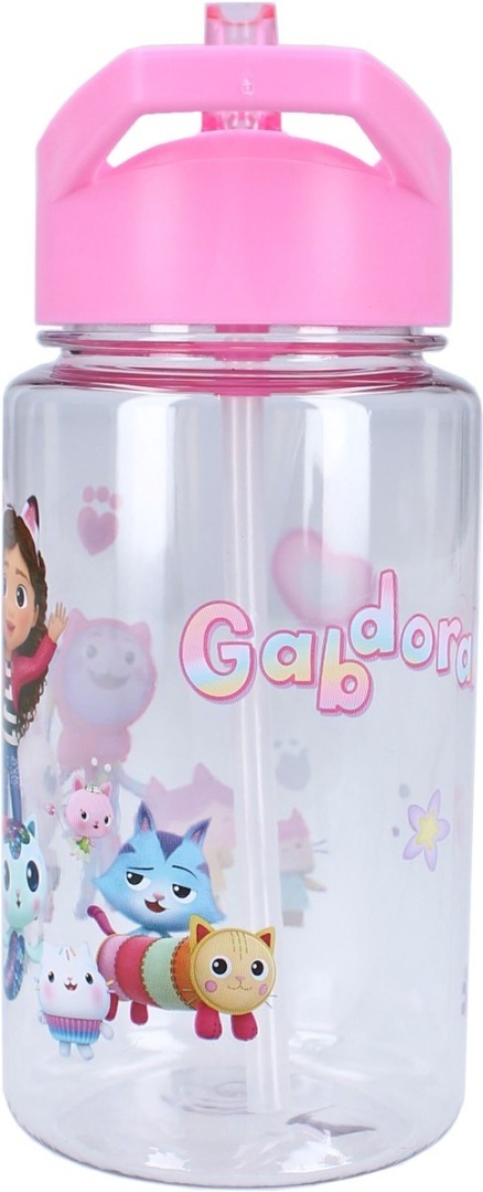 Bidon do picia KOCI DOMEK GABI 450ml Butelka ze słomką dla dzieci