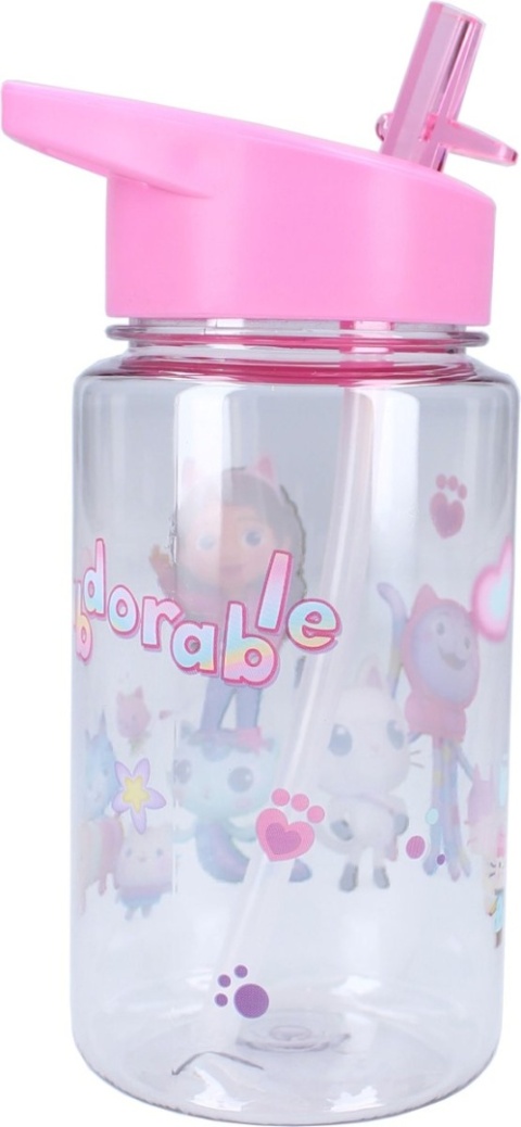 Bidon do picia KOCI DOMEK GABI 450ml Butelka ze słomką dla dzieci