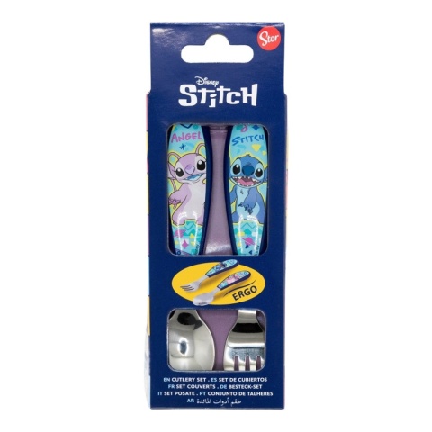 Zestaw sztućców metalowych STITCH ANGEL sztućce dla dzieci łyżka widelec