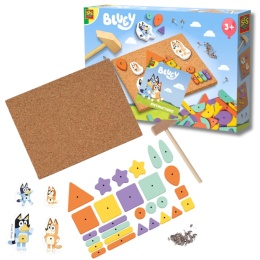 BLUEY ZESTAW KREATYWNY tablica korkowa młotek 27 elementów kreatywna zabawa