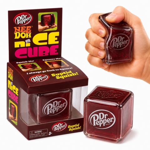 Gniotek NeeDoh sensoryczny Nice Cube kostka lodu antystresowy Squishy 6 cm Czerwony