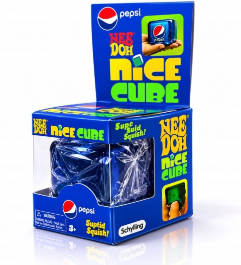 Gniotek NeeDoh sensoryczny Nice Cube kostka lodu antystresowy Squishy 6 cm Niebieski