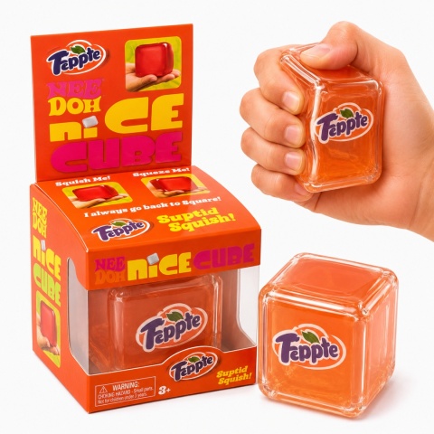 Gniotek NeeDoh sensoryczny Nice Cube kostka lodu antystresowy Squishy 6 cm Pomarańcz