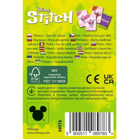 Karty Piotruś STITCH gra karciana dla dzieci Lilo i Stitch