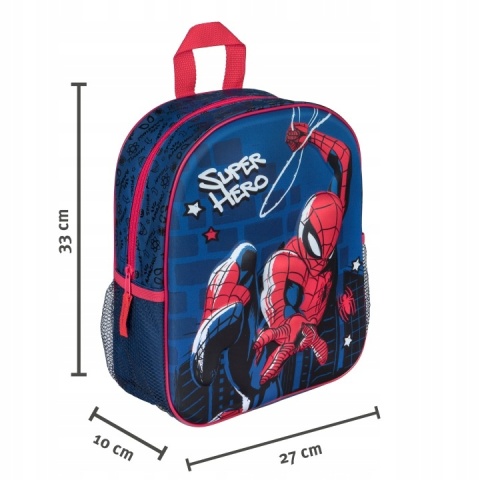 PLECAK przedszkolny SPIDERMAN 3D dziecięcy z kieszeniami na bidon