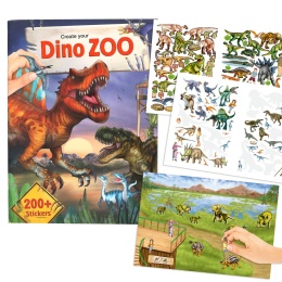 ZESTAW KREATYWNY DINO WORLD DINO ZOO z naklejkami DINOZAURY WYKLEJANKA