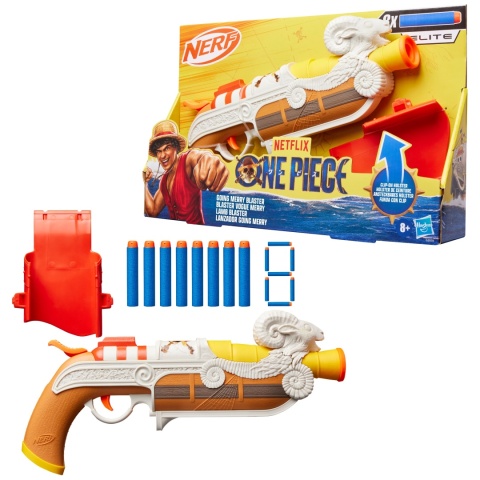 Nerf One Piece WYRZUTNIA PISTOLET PIRACKI 8 STRZAŁEK Z KABURĄ ZABAWKA