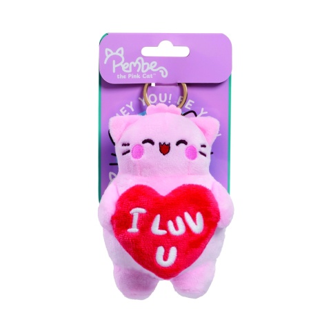 PEMBE THE PINK CAT brelok I Luv U różowa kotka z sercem pluszowy