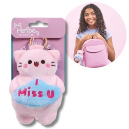 PEMBE THE PINK CAT brelok I Miss You różowa kotka z napisem pluszowy