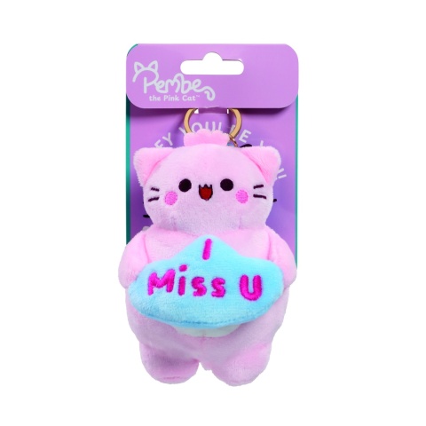 PEMBE THE PINK CAT brelok I Miss You różowa kotka z napisem pluszowy