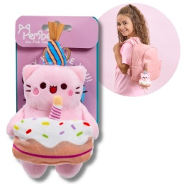 PEMBE THE PINK CAT brelok urodzinowy kotka z tortem pluszowy
